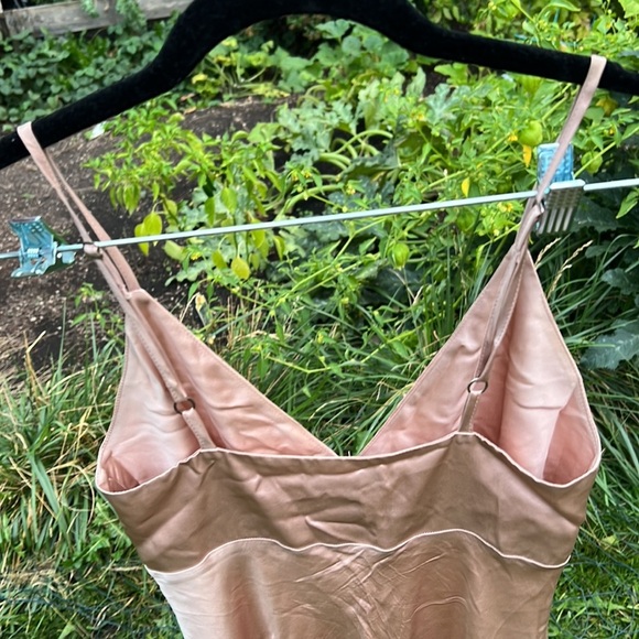 LENA MEDOYEFF SILK PINK MIDI DRESS OR SLIP XS - Picture 5 of 16